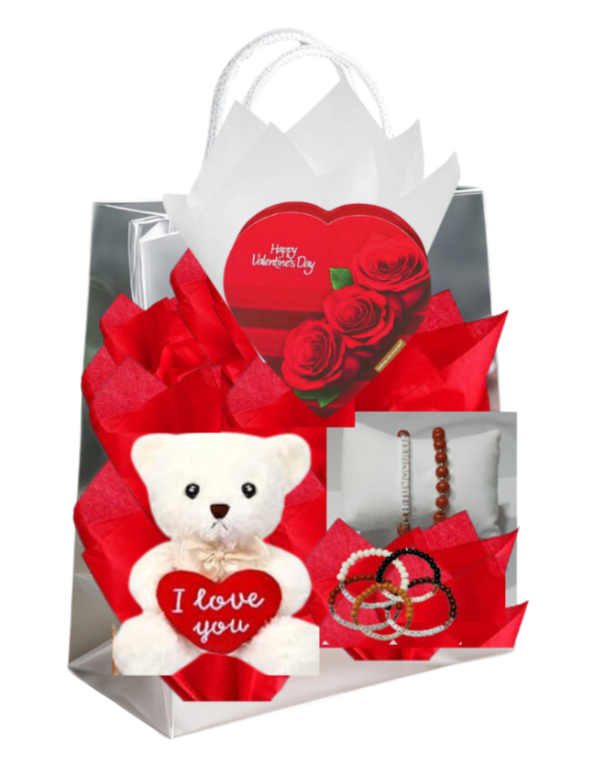 Valentine Day Gift Bag with Personalized Bracelets for Her