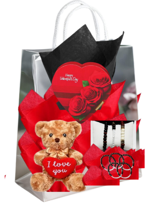 Valentine Day Gift Bag with Personalized Bracelet for Him