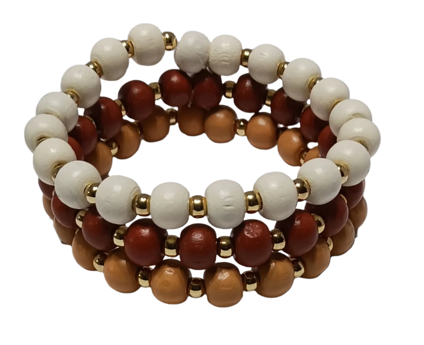 Ivory, Reddish Brown and Light Brown 3 Piece Stackable Bracelet Set